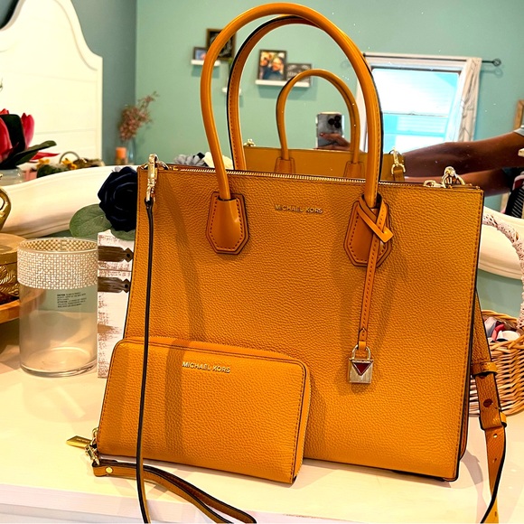 Michael Kors Bags Mk Yellow Mustard Purse And Wallet Wristlet With